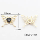 10Pcs Heart-Shaped Butterfly Alloy Earrings Pendant DIY Necklace Bracelet