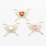 10Pcs Heart-Shaped Butterfly Alloy Earrings Pendant DIY Necklace Bracelet