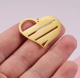 10Pcs 31*35mm Heart Charms Stainless Steel DIY Necklaces Keychain Bracelets