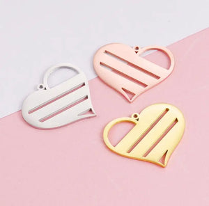 10Pcs 31*35mm Heart Charms Stainless Steel DIY Necklaces Keychain Bracelets