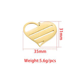 10Pcs 31*35mm Heart Charms Stainless Steel DIY Necklaces Keychain Bracelets