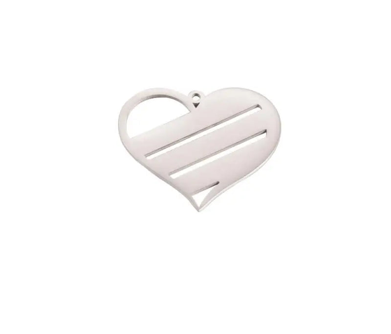 10Pcs 31*35mm Heart Charms Stainless Steel DIY Necklaces Keychain Bracelets