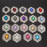 10Pcs/lot 24*28mm Rhinestone Buttons Silver DIY Wedding Scrapbooking