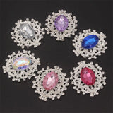 10Pcs/lot 24*28mm Rhinestone Buttons Silver DIY Wedding Scrapbooking