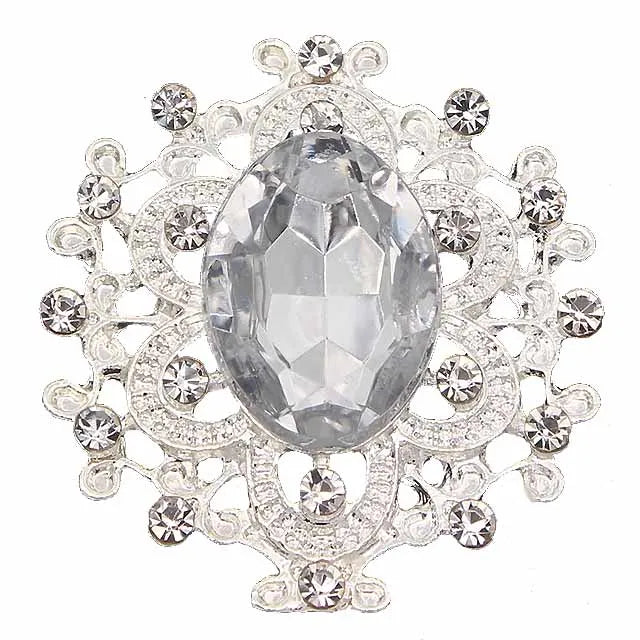 10Pcs/lot 24*28mm Rhinestone Buttons Silver DIY Wedding Scrapbooking