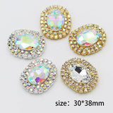 10pc 30x38mm Oval Crystal Acrylic 4-Hole Sewing Metal Buttons Wedding DIY Crafts