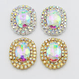 10pc 30x38mm Oval Crystal Acrylic 4-Hole Sewing Metal Buttons Wedding DIY Crafts