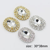 10pcs 30*38mm Oval Rhinestone Acrylic Sewing Metal Buttons DIY Wedding Craft