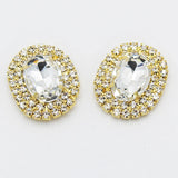 10pcs 30*38mm Oval Rhinestone Acrylic Sewing Metal Buttons DIY Wedding Craft