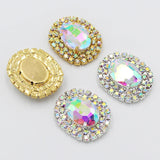 10pcs 30*38mm Oval Rhinestone Acrylic Sewing Metal Buttons DIY Wedding Craft