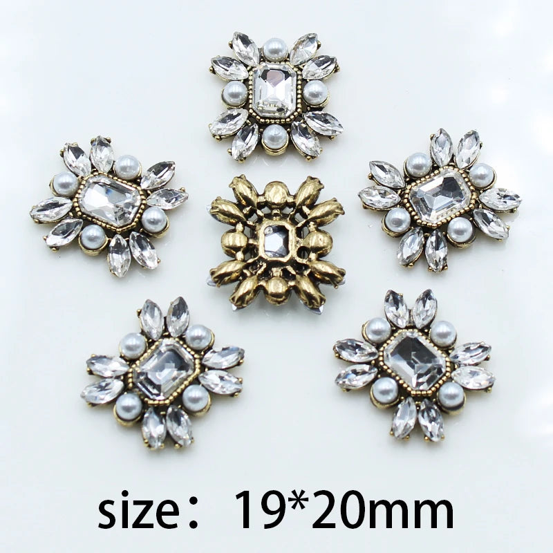 10pcs 19*20mm Alloy Rhinestone Box Greeting Card Decoration Buckle DIY Ribbon