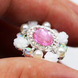 10pcs Resin Flower Pearl Rhinestone Acrylic Buckle DIY Jewelry Clothing
