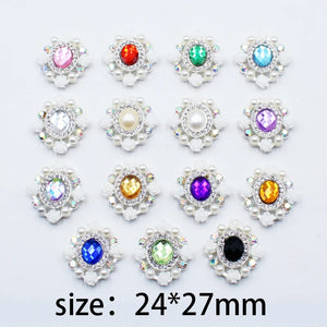 10pcs Resin Flower Pearl Rhinestone Acrylic Buckle DIY Jewelry Clothing