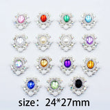 10pcs Resin Flower Pearl Rhinestone Acrylic Buckle DIY Jewelry Clothing