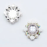 10pcs Resin Flower Pearl Rhinestone Acrylic Buckle DIY Jewelry Clothing