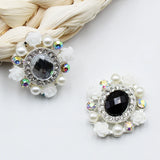 10pcs Resin Flower Pearl Rhinestone Acrylic Buckle DIY Jewelry Clothing