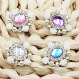 10pcs Resin Flower Pearl Rhinestone Acrylic Buckle DIY Jewelry Clothing