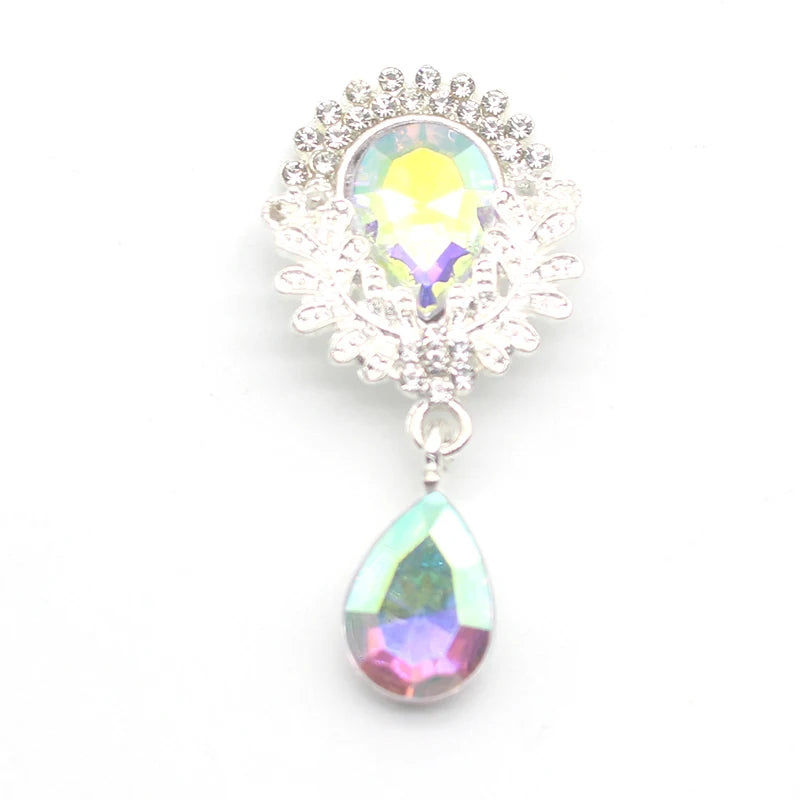 10pcs Water Drop Acrylic Leaf Rhinestone Pendant Hair Accessories