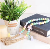 10pcs Easter Rabbit Wooden Beads DIY Home Decoration Jewellery Children's Toys