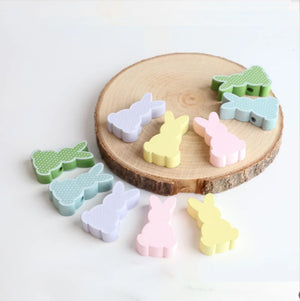 10pcs Easter Rabbit Wooden Beads DIY Home Decoration Jewellery Children's Toys