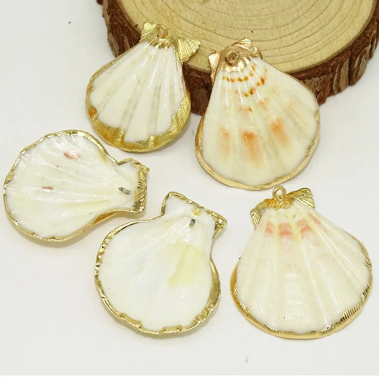 10pcs Conch Shell Shape Metal Plated Female Jewelry Shell Pendants