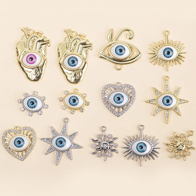 10pcs Silver Eye Charms Pendants for DIY Jewelry Making
