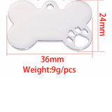 10pcs Dog Bone Hollow Paw Charms Stainless Steel For DIY Necklace