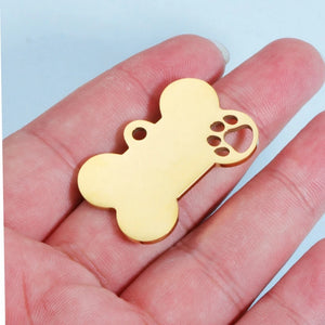 10pcs Dog Bone Hollow Paw Charms Stainless Steel For DIY Necklace