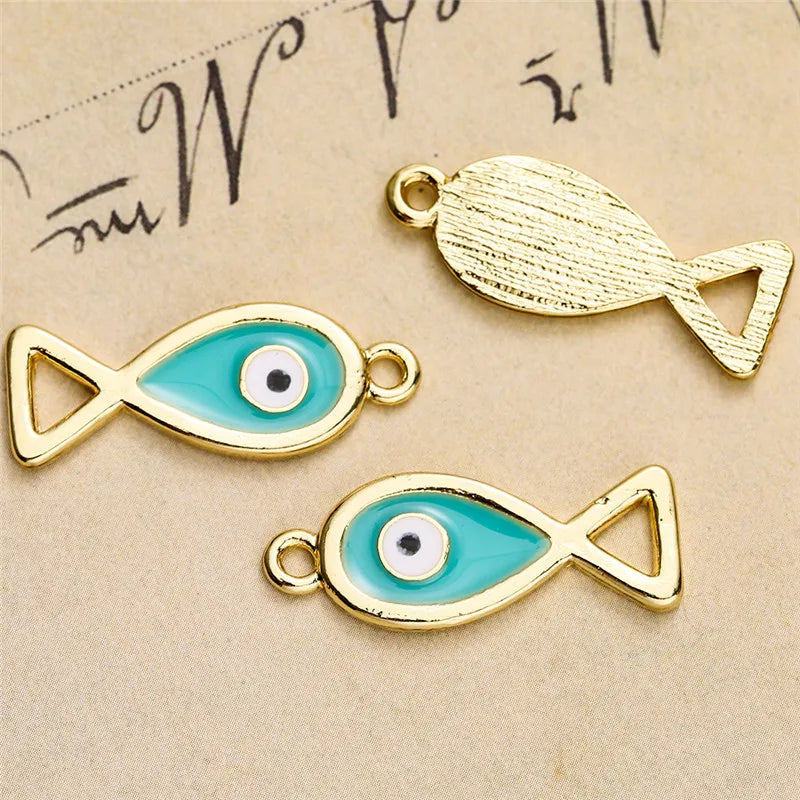 10pcs/lot Eye Fish Charms Pendant for DIY Necklace Earrings Jewelry Making
