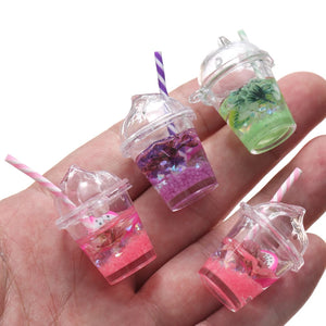 10 Mixed Fruit Juice Lemon Drink Cup Charms Pendant for DIY Earrings Keychain