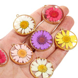 10pcs Resin Round Dried Flower Charms for DIY Jewelry Making
