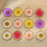 10pcs Resin Round Dried Flower Charms for DIY Jewelry Making