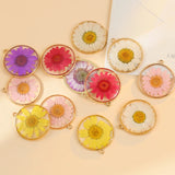 10pcs Resin Round Dried Flower Charms for DIY Jewelry Making