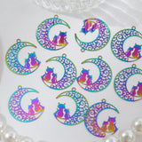 10pcs Rainbow Stainless Steel Feather Moon Cat Charms DIY Necklace Earring