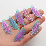 10pcs Rainbow Stainless Steel Feather Moon Cat Charms DIY Necklace Earring