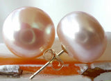 Pink Freshwater Pearl 14k Plated Earrings 11-12mm