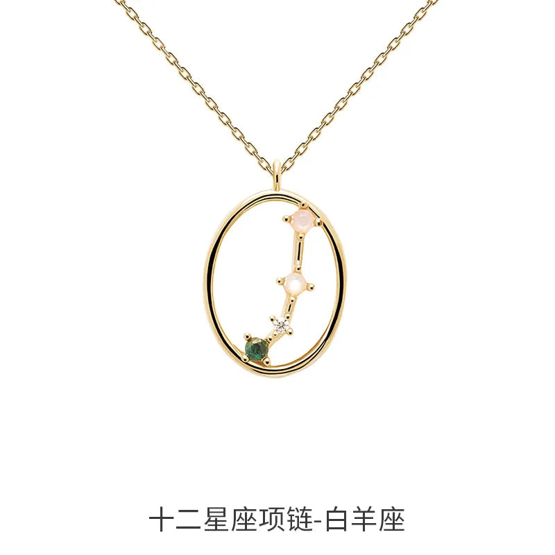Constellation Pendant Sterling Silver Zircon Necklace Choker Jewelry