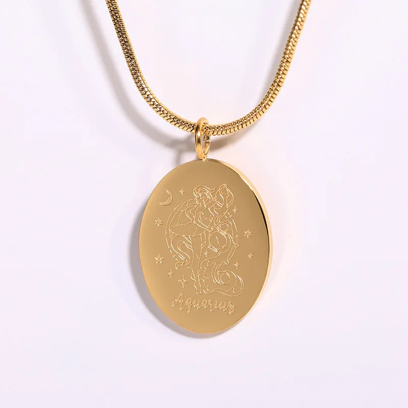 Zodiac Sign Horoscope Necklace 12 Constellations Lucky Pendant