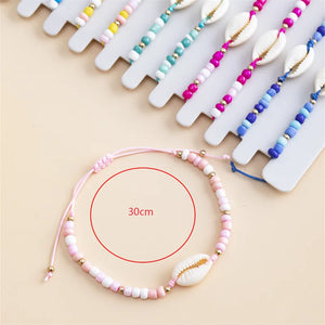 Adjustable Braided Bracelets Set Colorful Beads Chain Charm Jewelry