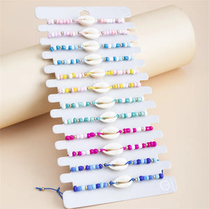 Adjustable Braided Bracelets Set Colorful Beads Chain Charm Jewelry