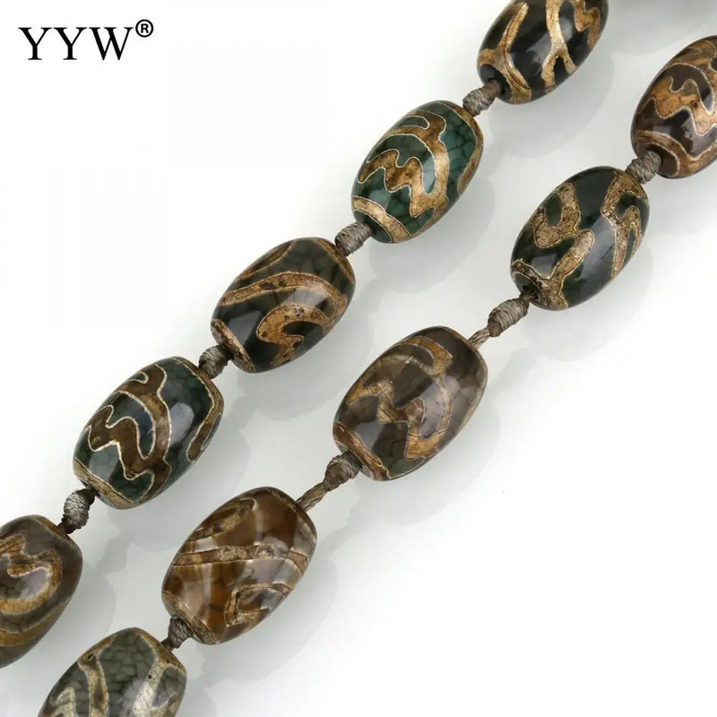 Natural Tibetan Dzi Beads 13.5in Strand Stone Beads for DIY Bracelet Necklace