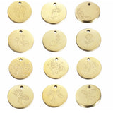 12Pcs 15mm Birth Flowers Charms Stainless Steel DIY Jewelry Making