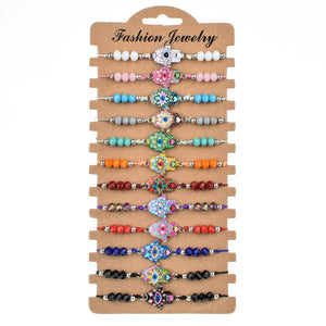 12Pcs/Set Eye Hand Fatima Bracelet Set For Women Girls