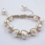 Baroque Freshwater Pearl Bracelet with Wax Cord, Adjustable