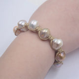 Baroque Freshwater Pearl Bracelet with Wax Cord, Adjustable
