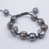 Baroque Freshwater Pearl Bracelet with Wax Cord, Adjustable