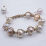 Baroque Freshwater Pearl Bracelet with Wax Cord, Adjustable