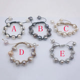 Baroque Freshwater Pearl Bracelet with Wax Cord, Adjustable