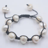 Baroque Freshwater Pearl Bracelet with Wax Cord, Adjustable
