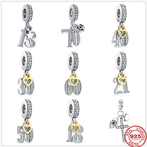 Silver 925 Bracelet Jewelry Pendant Dangle Charm DIY Beads